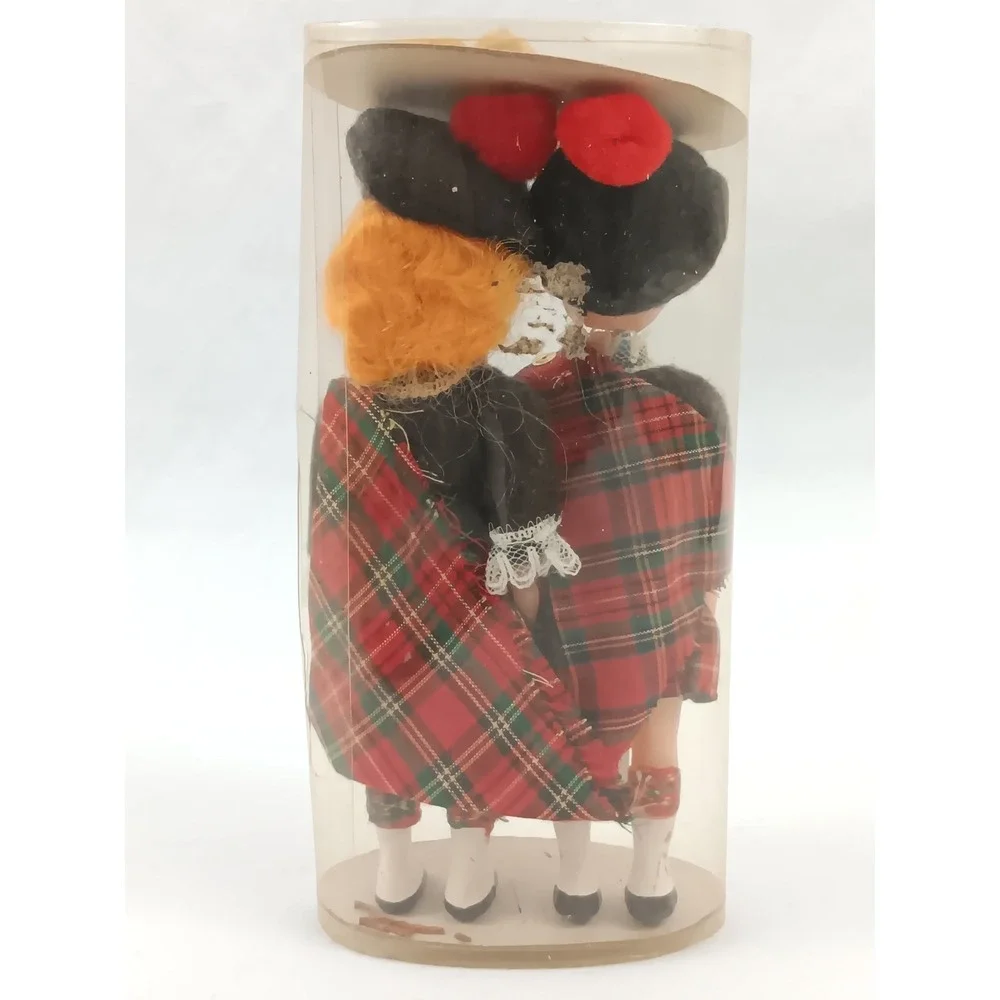 Vintage Scottish Dolls Bermuda‎ in Cylindrical Case Traditional Collectible Pair